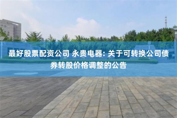 最好股票配资公司 永贵电器: 关于可转换公司债券转股价格调整的公告
